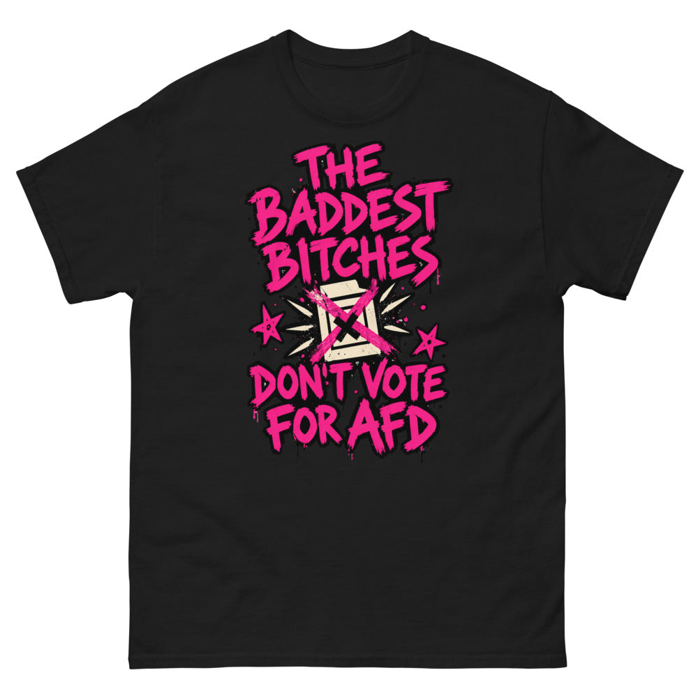 Don't Vote AfD Tee — Antifaschistische Streetwear – Schwarz – Vorderseite – 161.sharp