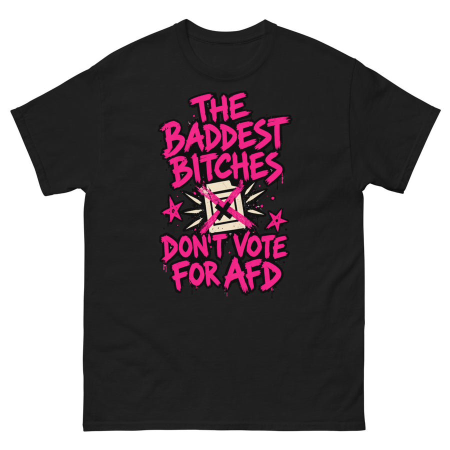 Don't Vote AfD Tee — Antifaschistische Streetwear – Schwarz – Vorderseite – 161.sharp