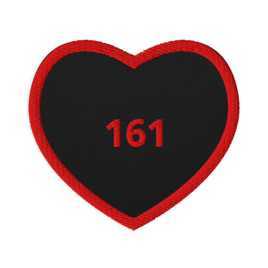 161 Herz — Aufnäher zum Aufbügeln – Schwarz – Vorderseite – 161.sharp