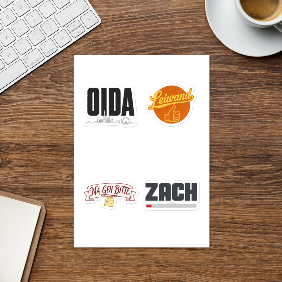 WIENER SCHMÄH – Sticker-Set | Fun Kollektion – Weiß – Vorderseite – FiAMi Fun