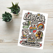 Sticker-Bogen A5 „Wien bleibt queer, Oida“ mit neun bunten Wiener Pride-Motiven – Aufsicht