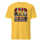 Unisex-T-Shirt in Gänseblümchen mit 161.SHARP LGBTQIA-Print „Queer. Inclusive. Anti-Racist.“ – Vorderansicht