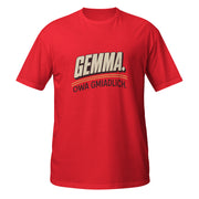 Rotes Unisex-T-Shirt mit Retro-Schriftzug „Gemma. Owa gmiadlich."