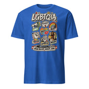 Unisex-T-Shirt in Royalblau mit Wiener Pride-Print „Wien bleibt queer, Oida“ – Vorderansicht