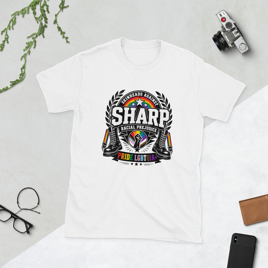 SHARP Skinhead Shirt – Pride & Proud – Weiß – Vorderseite – 161.sharp