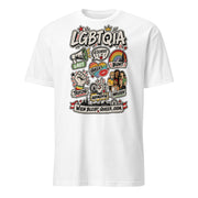 Unisex-T-Shirt in Weiß mit Wiener Pride-Print „Wien bleibt queer, Oida“ – Vorderansicht