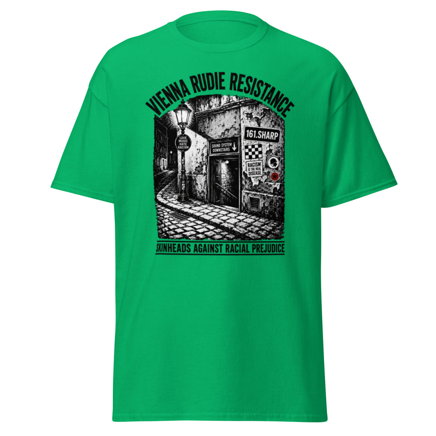 161.SHARP Vienna Rudie Resistance Tee (EU) · Skinheads Against Racial Prejudice – Irisches Grün – Vorderseite – 161.sharp