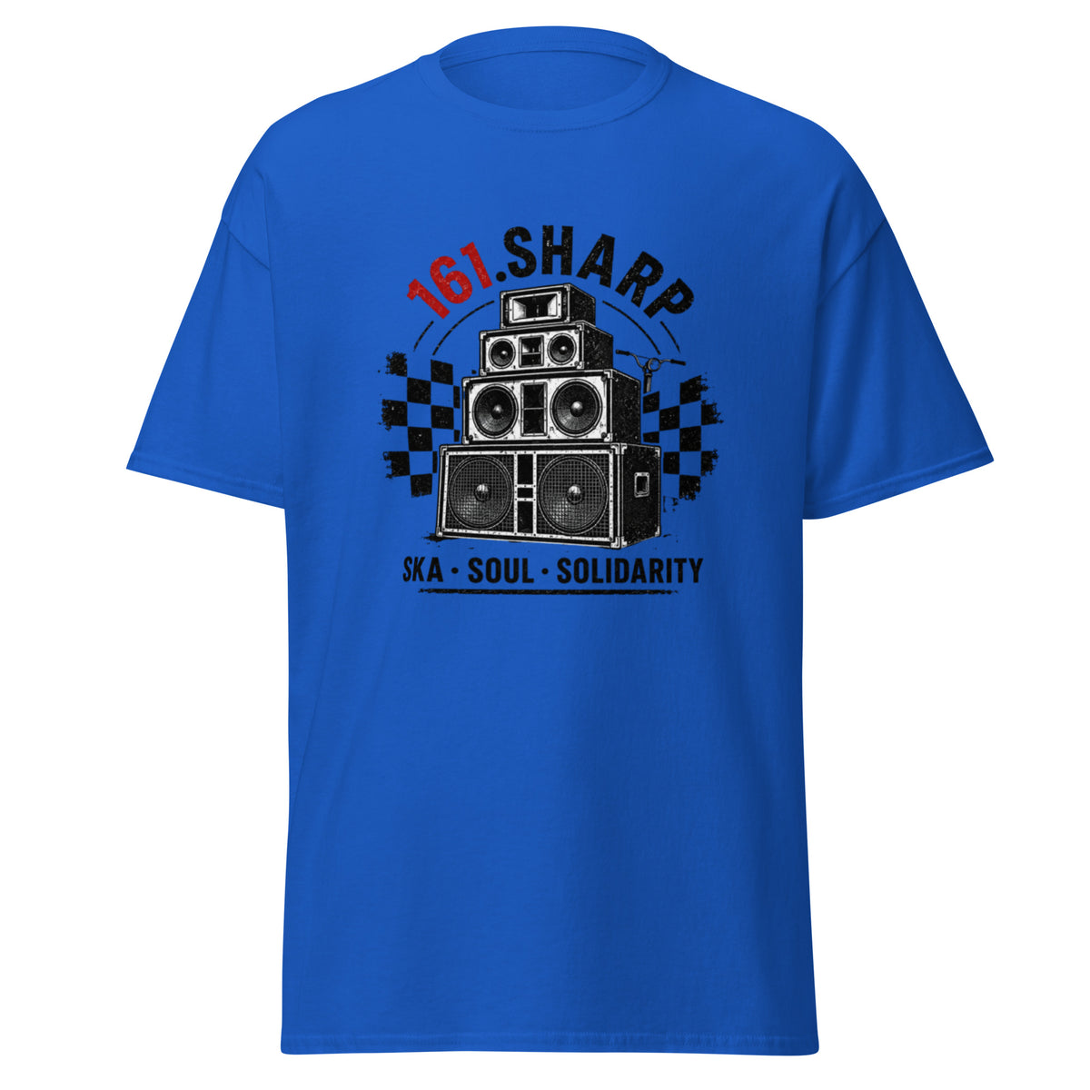 161.SHARP Ska • Soul • Solidarity T-Shirt – Royalblau – Vorderseite – 161.sharp