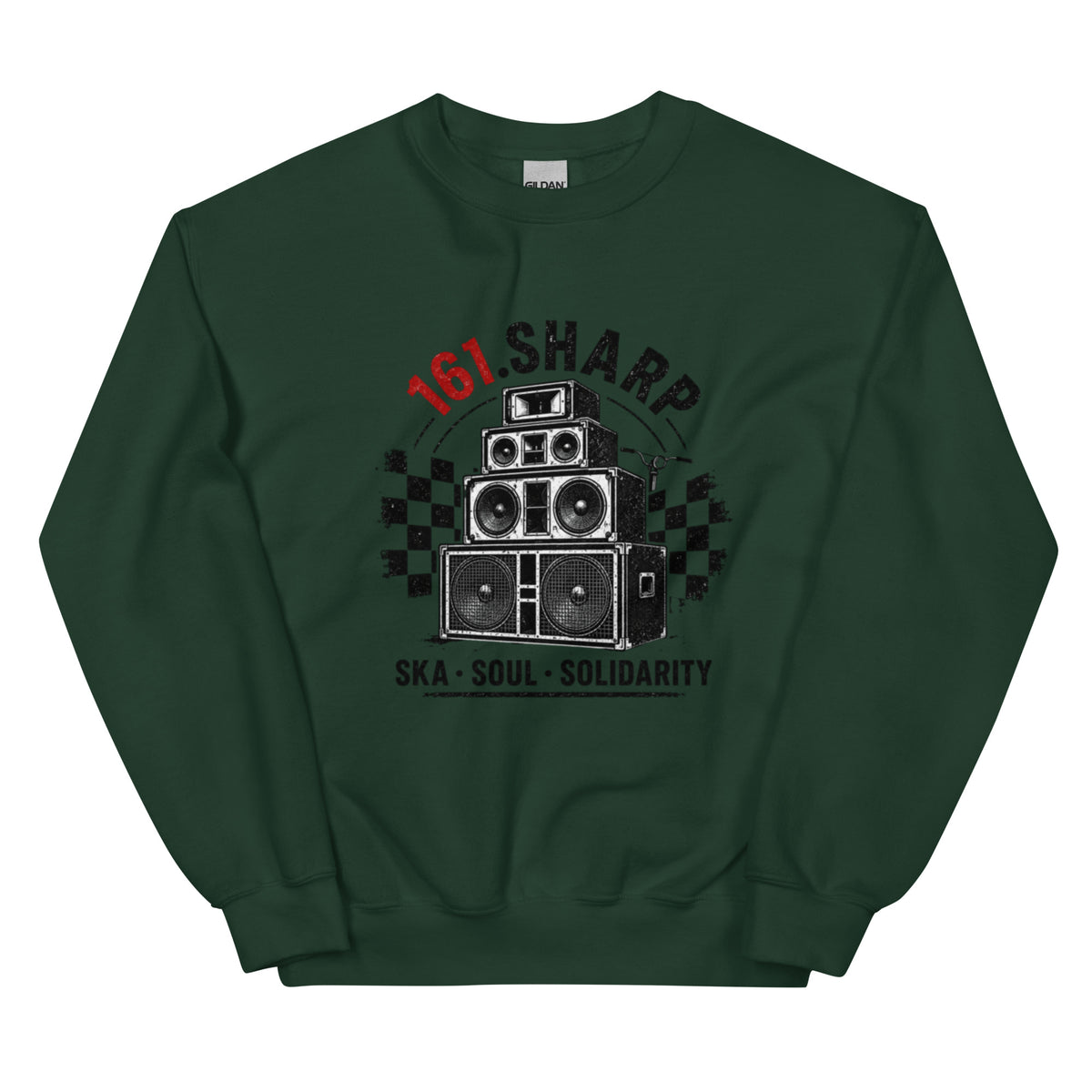 161.SHARP Ska • Soul • Solidarity Sweatshirt – Waldgrün Grün – Vorderseite – 161.sharp