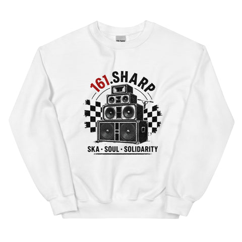 161.SHARP Ska • Soul • Solidarity Sweatshirt – Weiß – Vorderseite – 161.sharp