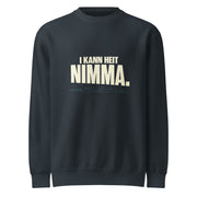 Navyblaues Unisex-Sweatshirt mit cremefarbenem Schriftzug „I kann heit nimma." und Wiener Dächerlinie