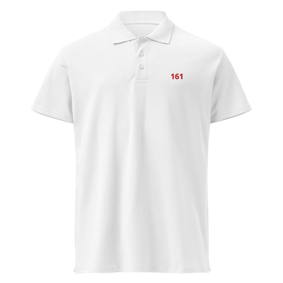 161.SHARP Polo — Classic Piqué Print – Weiß – Vorderseite – 161.sharp